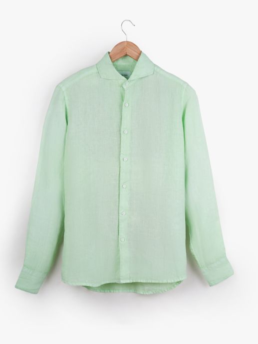 Green cut-away collar OD shirt